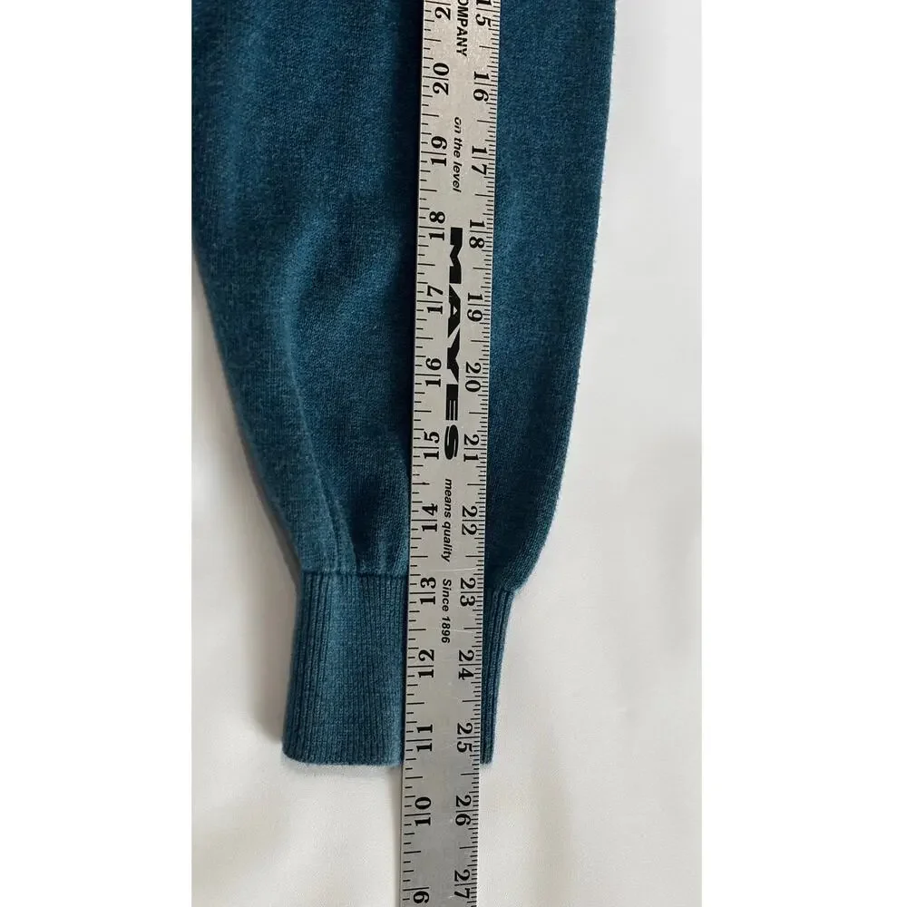 EUC Alan Flusser 100% cotton quarter-zip sweater, blue w/black zipper, LARGE